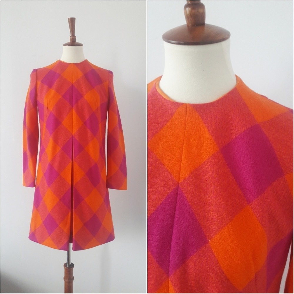 1960s Vintage Long-sleeve Mini-Skirt Wool Dress